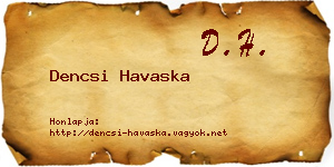 Dencsi Havaska névjegykártya